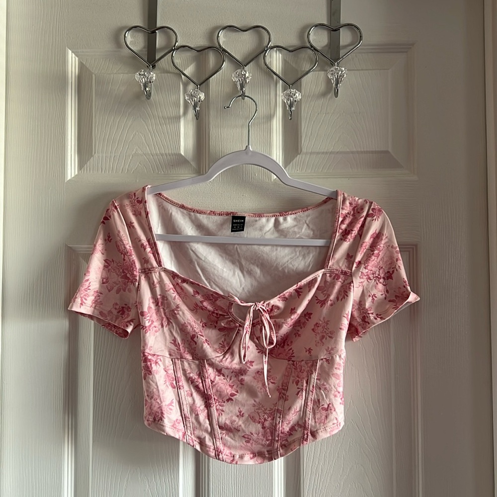 Brand new never worn pink floral crop top